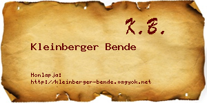 Kleinberger Bende névjegykártya